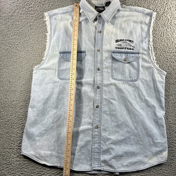 Orange County Choppers Denim Cut Off Vest Mens 2XL Sleeveless Y2K Double Sided - Picture 12 of 12